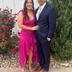 Abercrombie Pink Ruffle Strap High-Low Maxi Dress